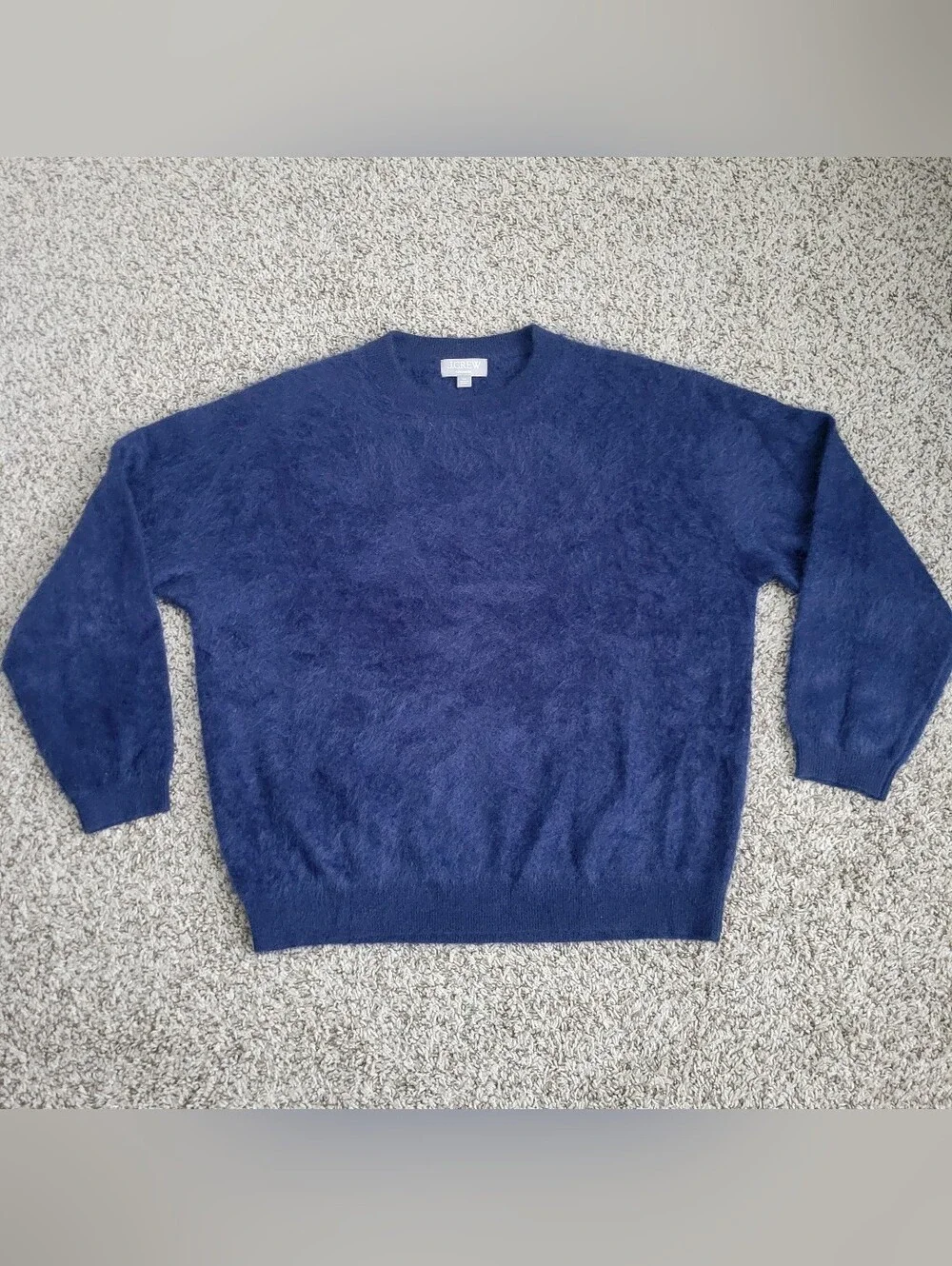 J. Crew Brushed Cashmere Crewneck Relaxed Sweater Crew Neck Navy Blue XS X Small